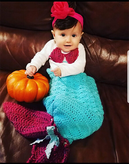 crocheted baby mermaid tail