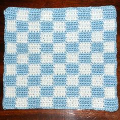 crocheted checkered baby blanket