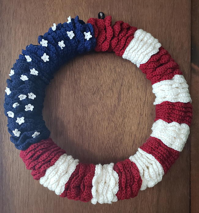Crocheted American Flag wreath